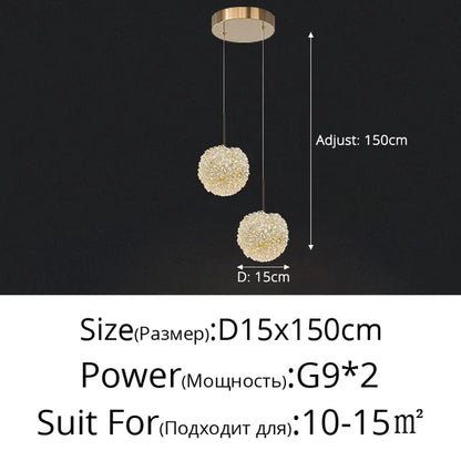DecorBites™ Crystal Ball Pendant Chandelier for Bedroom Bar Deco