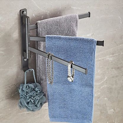 Decorbites™ Grauer Aluminium-Drehhandtuchhalter: Wandmontierter klappbarer Badehandtuchhalter