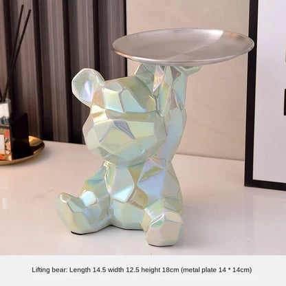 DecorBites™ Geometric Bear Piggy Bank Key Tray Cosmetic Bookshelf Statue & Storage Box