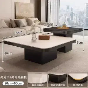 Decorbites™ Leichtes Luxus-Fels-Quadratisches Couchtisch Modern Minimalistisch Wohnzimmer-Kombination