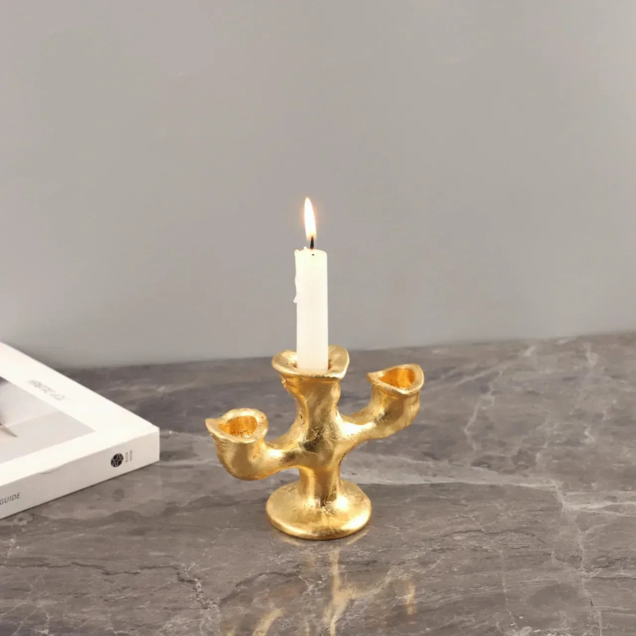 DecorBites™ Gold Resin Candle Holder Trio for Wedding Centerpieces & Home Decor