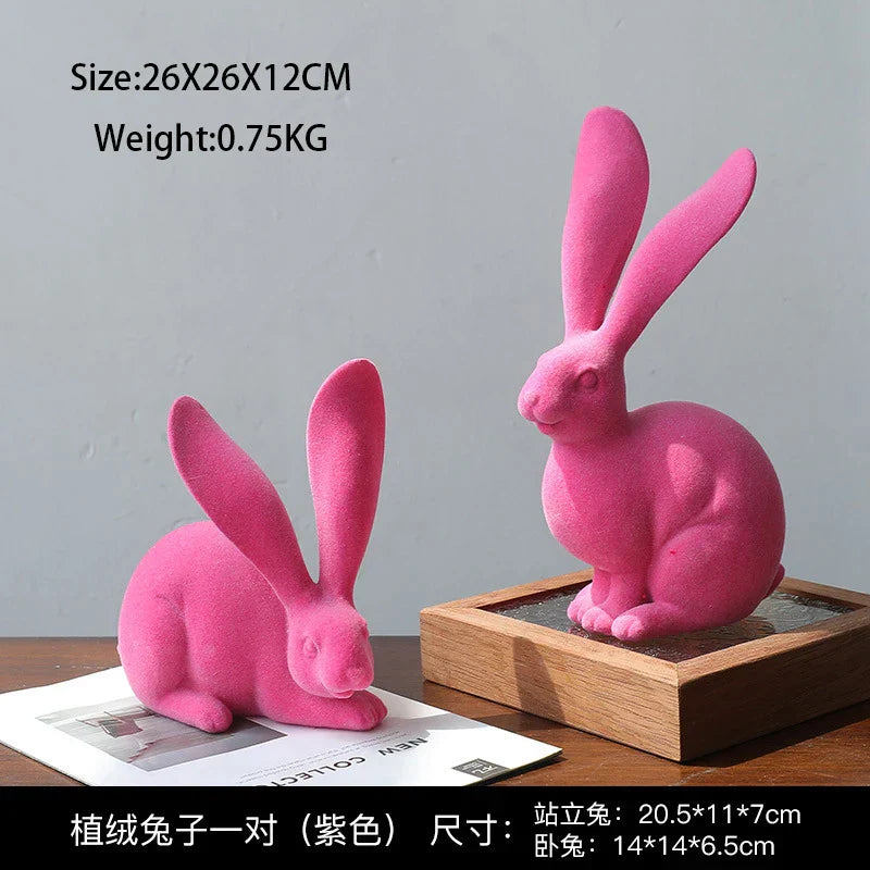 Decorbites™ Abstrakte Hasen-Figuren: Flauschige Hasen-Resin-Kunst-Dekorationsornamente