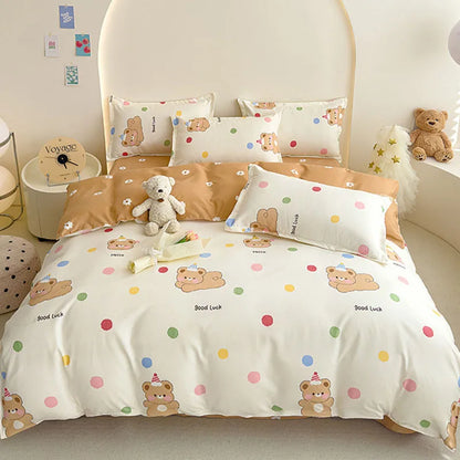 DecorBites™ Cotton Printed Bedding Set: Thick & Cozy Single Bedclothes for Adults & Kids