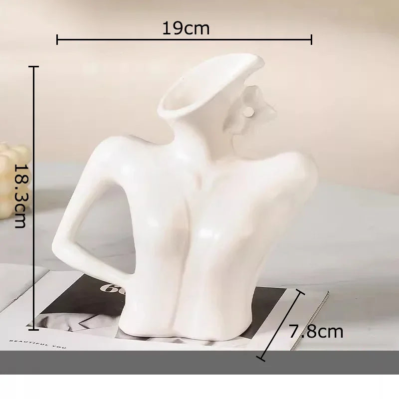 Decorbites™ Elegante Damen-Keramik-Vasenfigur Blumentopf Schreibtischdekoration Raumdekoration