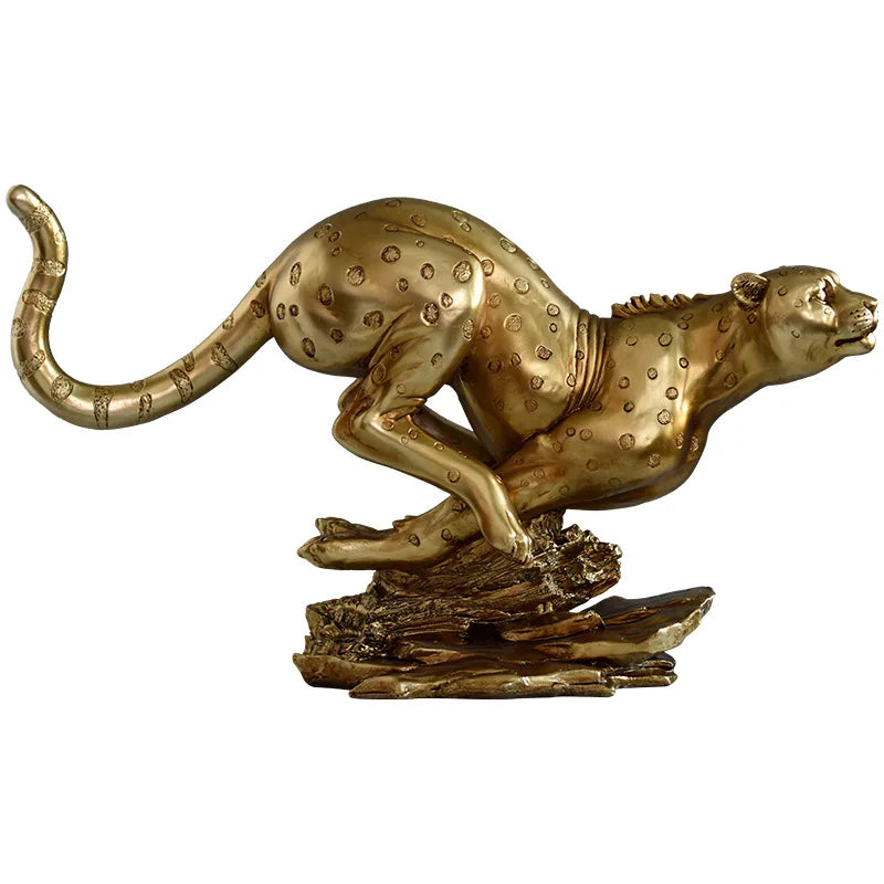 Decorbites™ Goldener Leopard-Harzskulptur - Handgefertigte Gepard-Dekoration