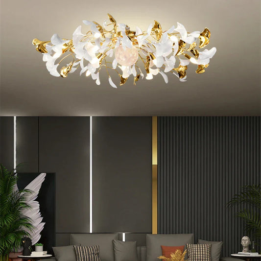 Decorbites™ Ginkgo-Blatt Acryl-Metall-LED-Deckenleuchter für das Wohnzimmer im Haus