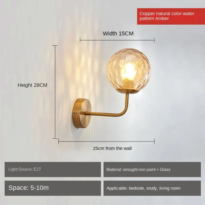 Decorbites™ Glasball-LED-Wandleuchte: Gold Nordisch Minimalistische Wandlampen Beleuchtung Schlafzimmer-Dekor-Armaturen