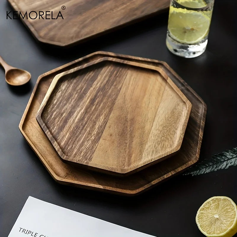 Decorbites™ Kreative Platte aus Akazienholz - Vielseitiges rechteckiges achteckiges Tablett