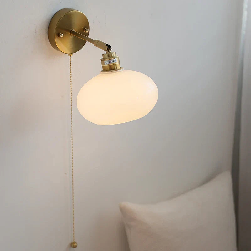 DecorBites™ Japanese Style LED Wall Sconce White Glass Rotate Pull Chain Stair Light Fixtures