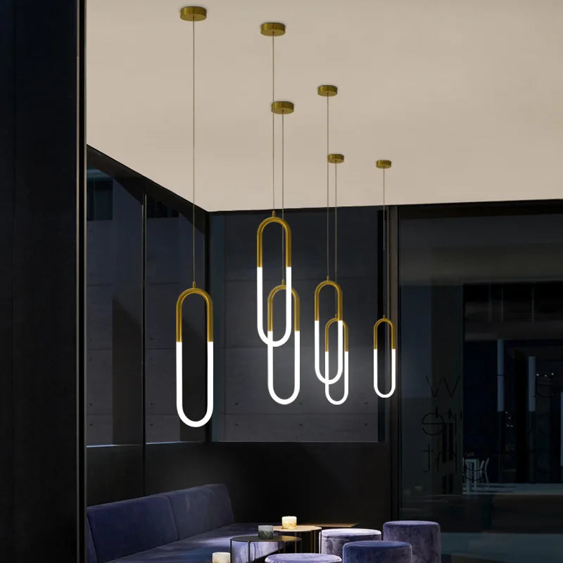 Gold Black Pendant Light 2-Head For Dining