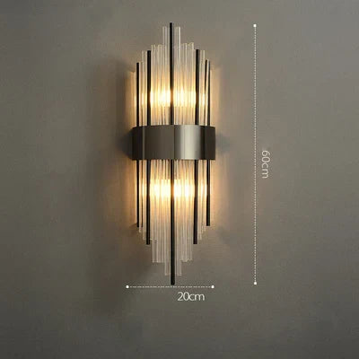 Decorbites™ Art-Deco-Edelstahl-Kristall-LED-Wandleuchte Schwarz Gold Schlafzimmer Flur