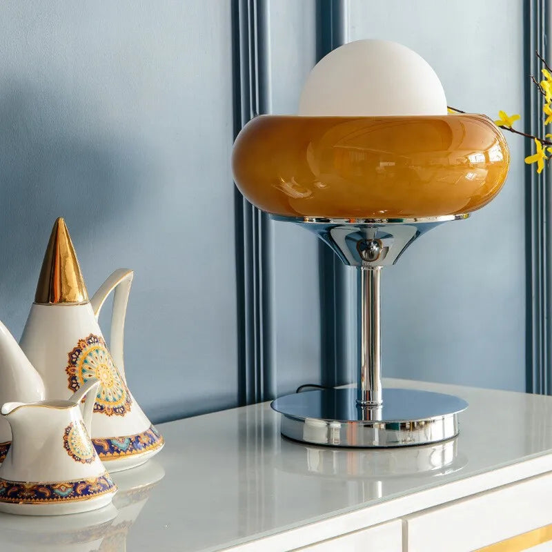 Decorbites™ Guzzini Moderne Bauhaus-Tischlampe Schlafzimmer Arbeitszimmer Wohnzimmer Retro Gelb Creme