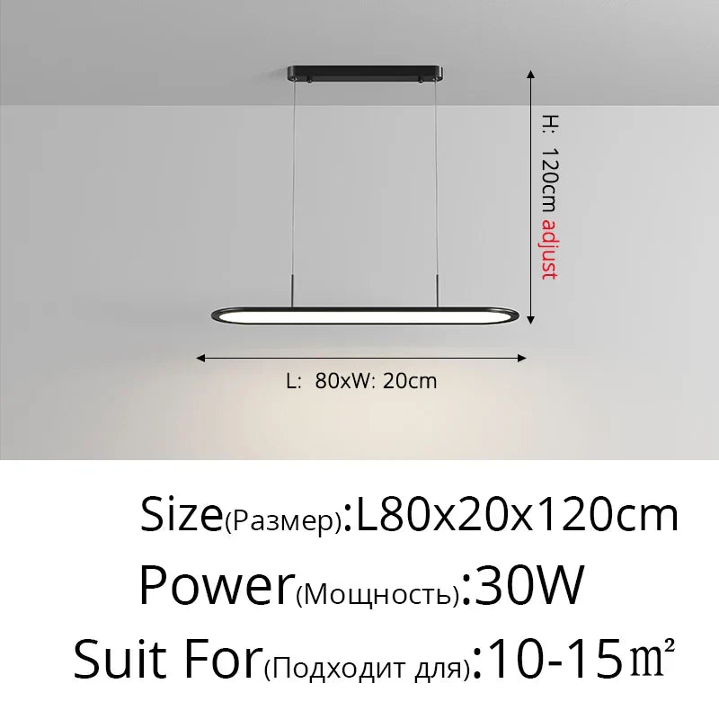 Modern black rectangular decorbites led pendant lights with sleek minimalist design and adjustable height for indoor lighting