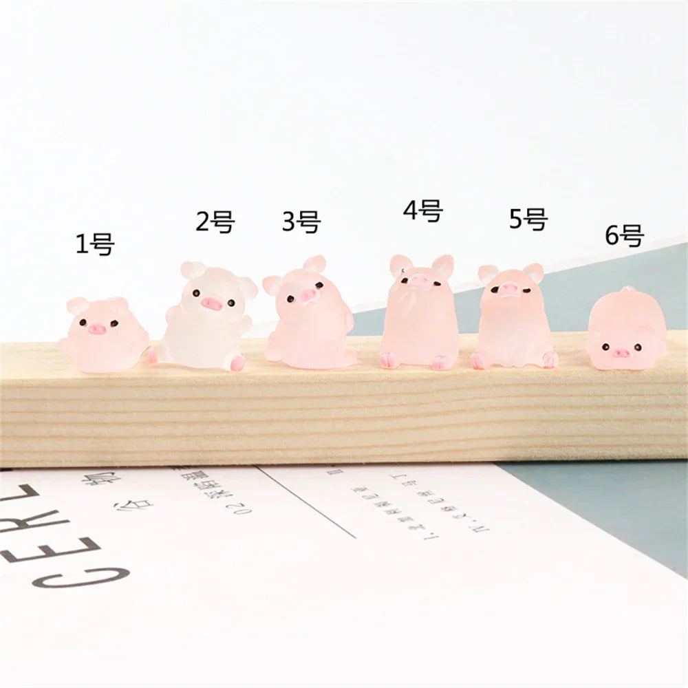 Decorbites™ Kawaii-Schweinchen-Miniaturen Terrarien-Figuren 6 Stk. Bastelarbeiten Heimdekoration