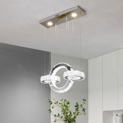DecorBites™ Crystal LED Circle Rings Chandelier for Bedroom, Villa, Stair - Luxury Pendant Light