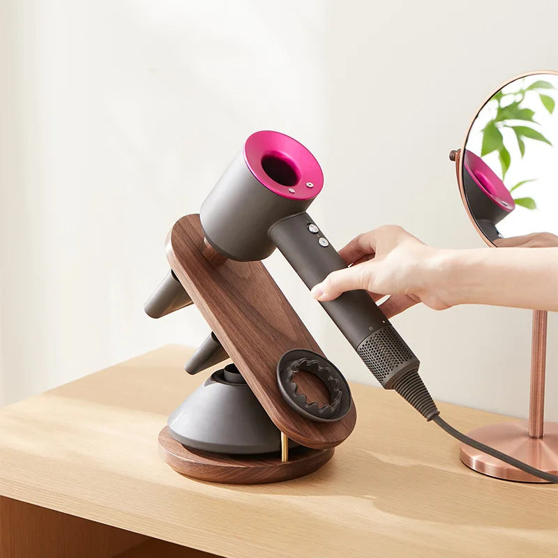 Decorbites™ Haartrockner-Halter für Dyson Supersonic – Badezimmerregal aus Walnuss-Buche