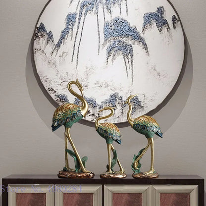 DecorBites™ Crane Bird Sculpture: Handcrafted Resin Ornament for Home Decor