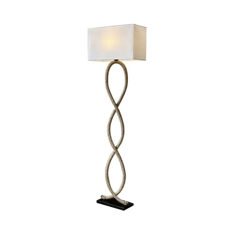 Decorbites™ Hanfseil-Stoffschirm LED Stehlampe im nordischen Retro Wabi-Sabi Stil