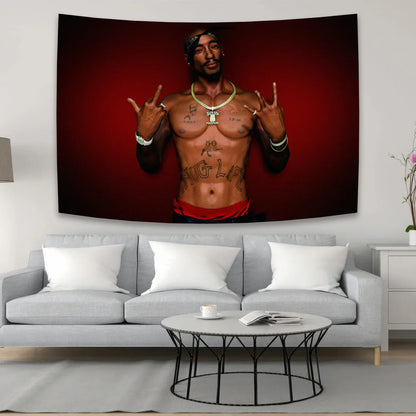 DecorBites™ 2Pac Tapestry Hip-Hop Style Wall Hanging for Home Décor and Dormitory