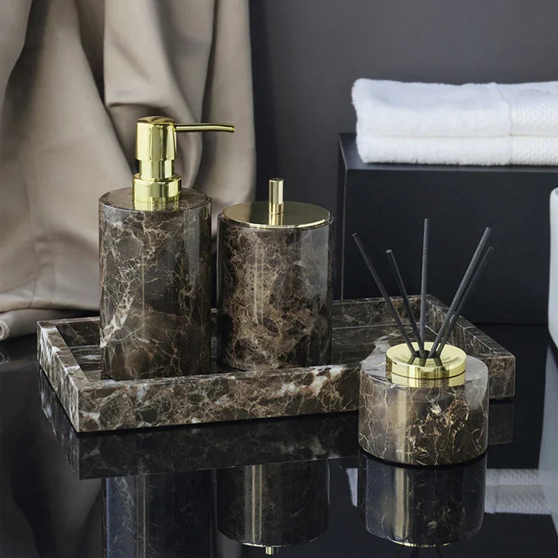Decorbites™ Emperador Dunkel-Marmor Badezimmerset mit Luxus-Zubehör