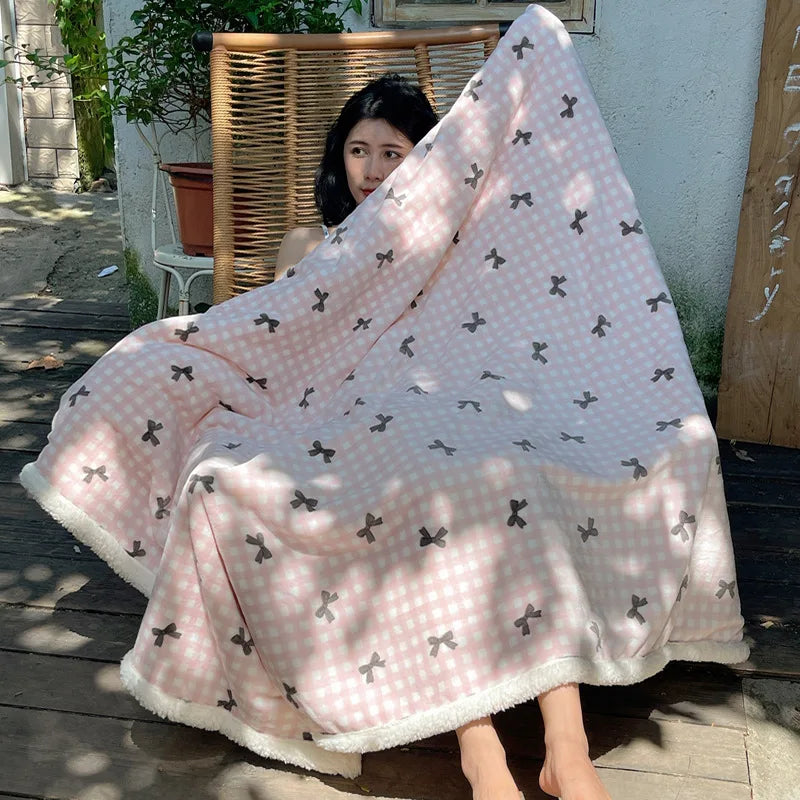 Coral Velvet Cartoon Blanket