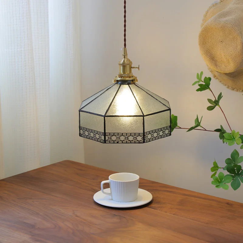 DecorBites™ Gray Glass LED Pendant Light Fixture with Adjustable Hang Lamp