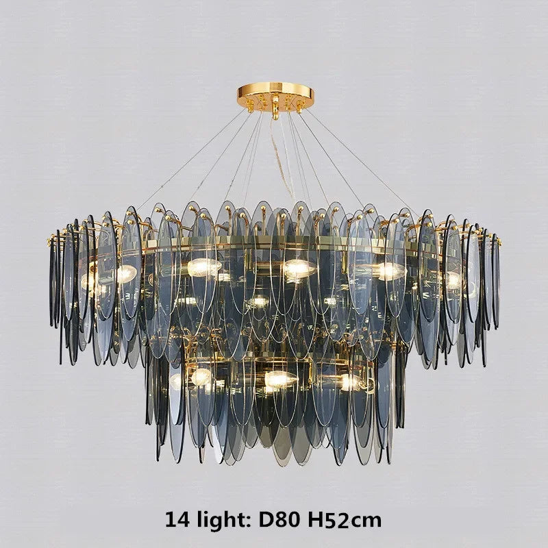 DecorBites™ Gold Metal Chain LED Pendant Lights for Modern Luxury Living Room