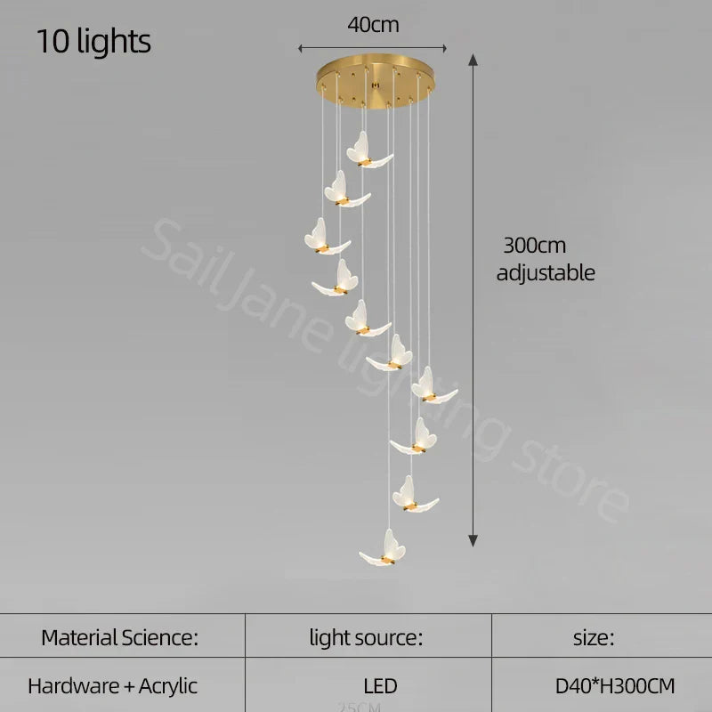 Decorbites™ Goldene Schmetterlings-LED-Kronleuchter: Modernes nordisches stilvolles Innenbeleuchtung für Wohnzimmer, Schlafzimmer und Küche.