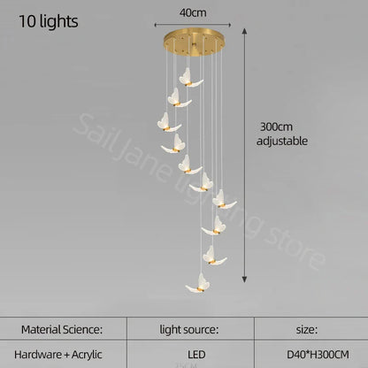 Decorbites™ Goldene Schmetterlings-LED-Kronleuchter: Modernes nordisches stilvolles Innenbeleuchtung für Wohnzimmer, Schlafzimmer und Küche.