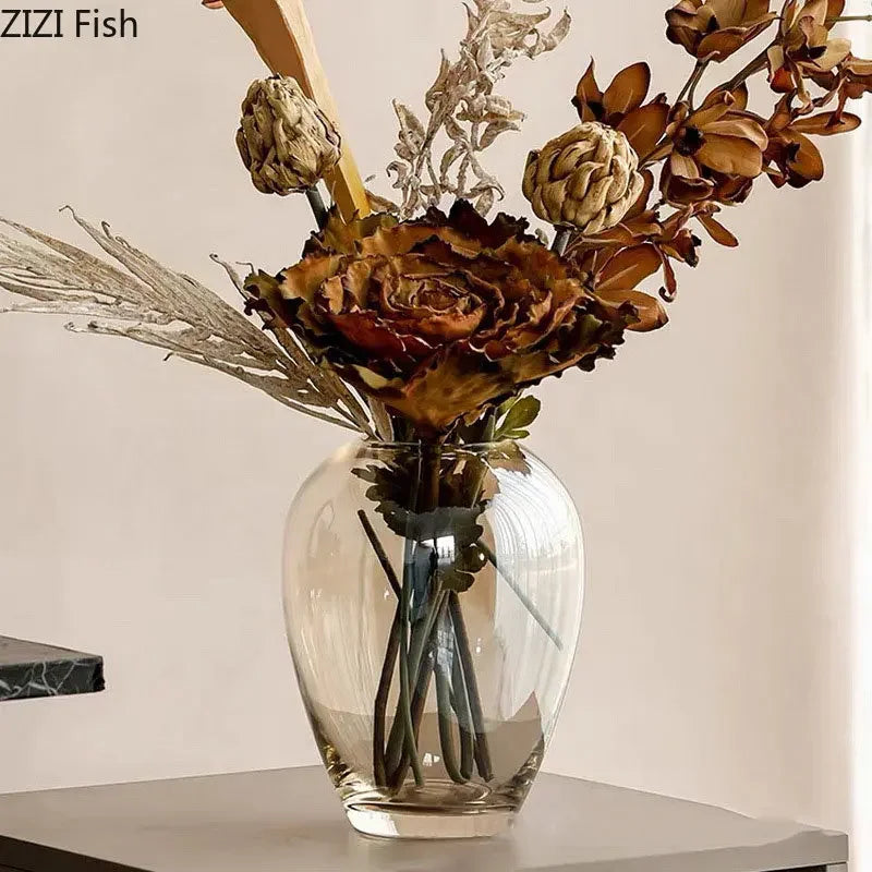 Decorbites™ Bernstein-Glasvase Transparente Hydroponik-Blumentopf Modernes Wohnaccessoire