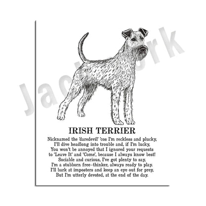 Decorbites™ Gemütliche Hunde-Kollektion: Hundepoesie-Poster mit Lhasa, Schäferhund, Terrier, Bulldogge, Tibetischer, Yorkie