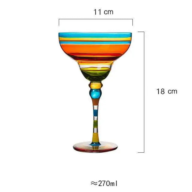 Decorbites™ Handgefertigtes Buntes Set Margarita-Weingläser für Hausbar, Hochzeitsfeier Trinkgeschirr