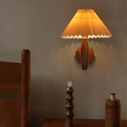 Decorbites™ Khakifarbene PVC-LED-Wandleuchte | Dekoration für Loft-Wohnzimmer | Vintage-Design aus Walnussholz