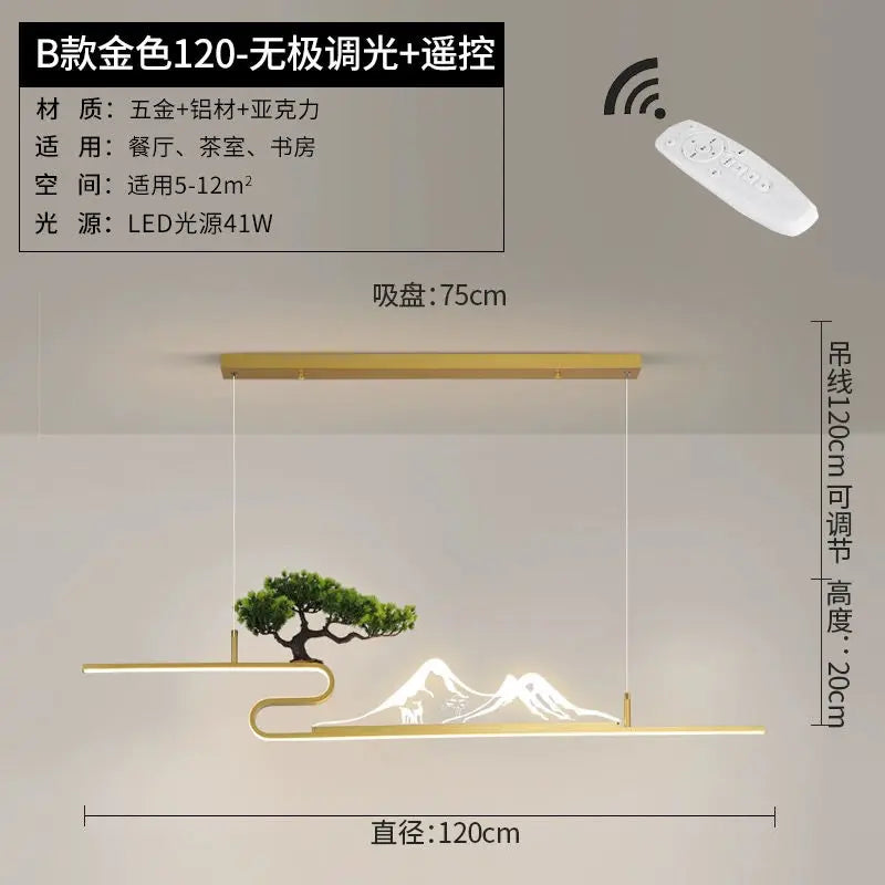 Decorbites™ Acryl-Berggipfel-Hängeleuchten für chinesisches Wohnzimmer, Arbeitszimmer, Zen-Restaurant