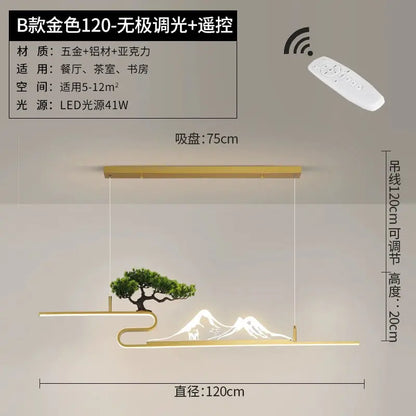 Decorbites™ Acryl-Berggipfel-Hängeleuchten für chinesisches Wohnzimmer, Arbeitszimmer, Zen-Restaurant