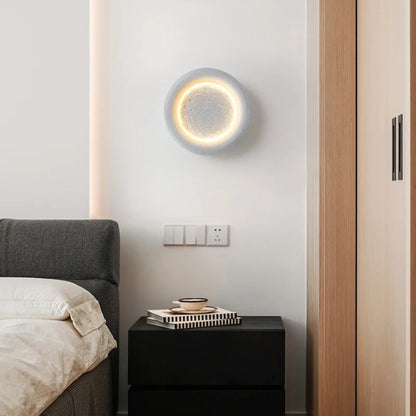 DecorBites™ Gypsum White LED Full Moon Star Wall Lamp for Bedroom Decor