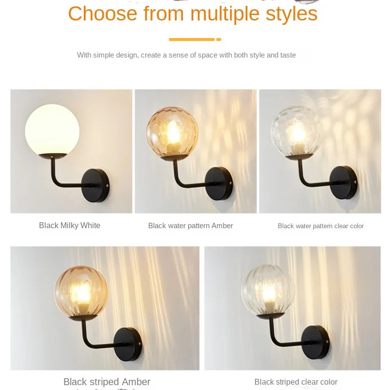 Decorbites™ Glasball-LED-Wandleuchte: Gold Nordisch Minimalistische Wandlampen Beleuchtung Schlafzimmer-Dekor-Armaturen