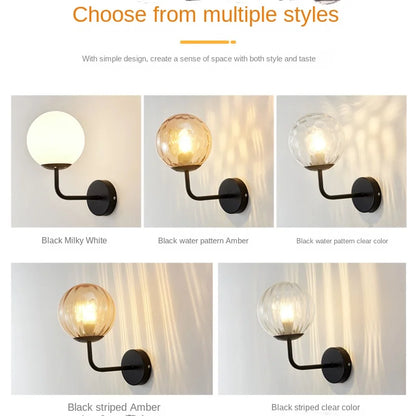 Decorbites™ Glasball-LED-Wandleuchte: Gold Nordisch Minimalistische Wandlampen Beleuchtung Schlafzimmer-Dekor-Armaturen