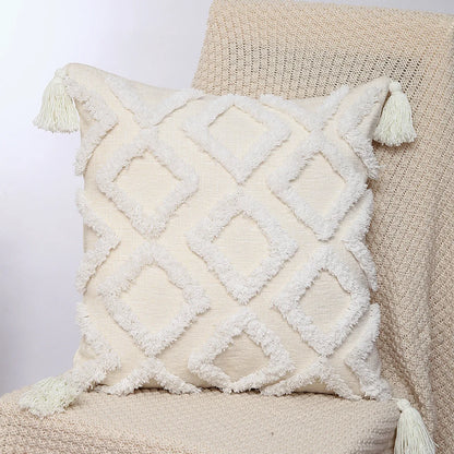 DecorBites™ Geometric Chenille Embroidered Pillow Covers Boho Moroccan Style Decor