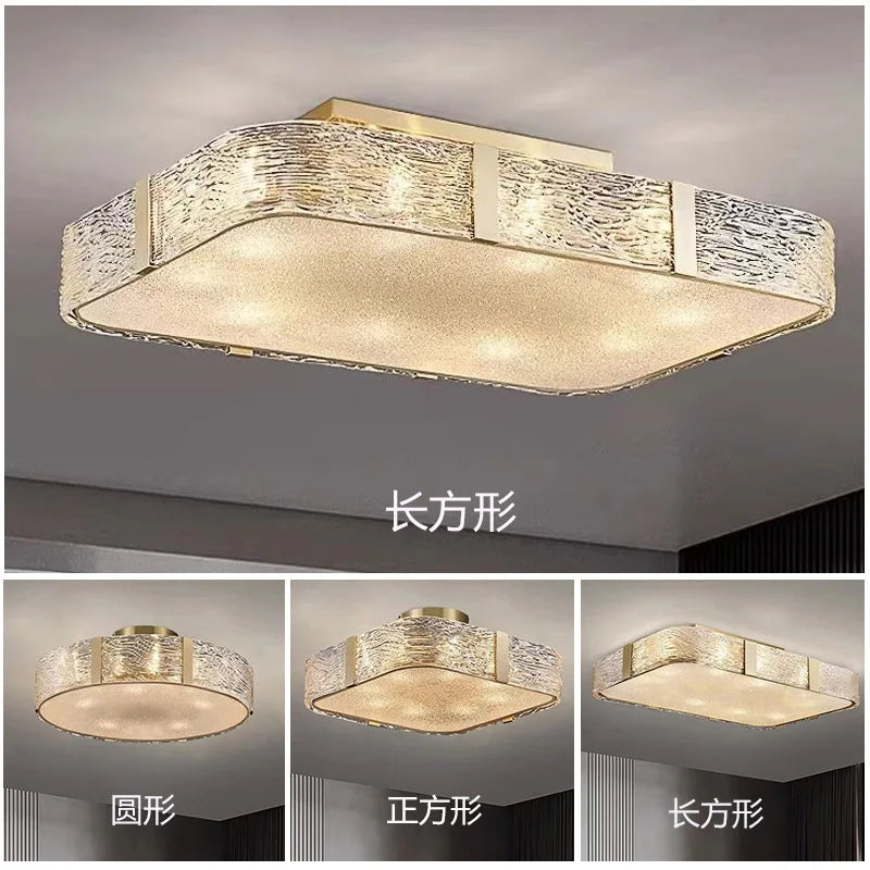 Gold Glass Suspension Chandelier