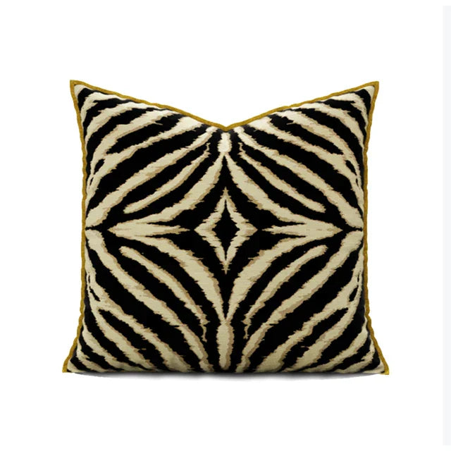 DecorBites™ Gold Zebra Pattern Jacquard Pillow Cover - Modern Luxury Decor