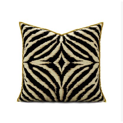 DecorBites™ Gold Zebra Pattern Jacquard Pillow Cover - Modern Luxury Decor
