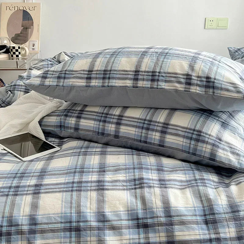 Decorbites™ Japanischer Stil Baumwollbedrucktes 4-teiliges Bettwäsche-Set mit beidseitigem Design