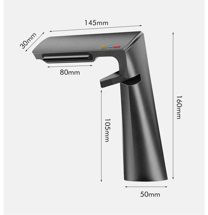 Decorbites™ Gold Wasserfall Beckenarmatur: Grauer Mischbatterie, einhändiger Heiß- und Kaltwasser-Waschbeckenhahn