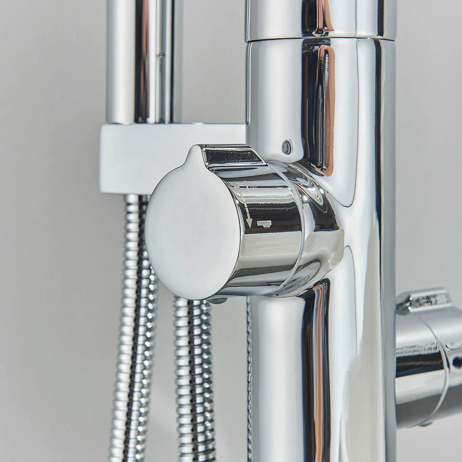 Decorbites™ Zweihandlicher Schwarzer Wasserfall-Badewannenarmatur Bodengestell-Set für das Badezimmer