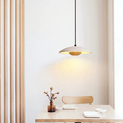 DecorBites™ Cream Stone Wood Chandelier: Danish Style Bedroom Pendant Lamp for Natural Atmosphere