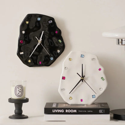 DecorBites™ Crystal Geometric Wall Clock for Living Room Decor