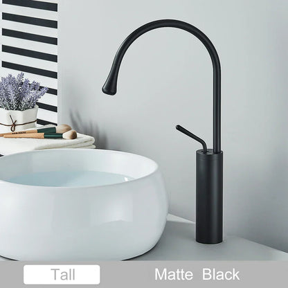 DecorBites™ Gold Tall Basin Faucet, 360 Swivel Waterfall Mixer for Bathroom Washbasin