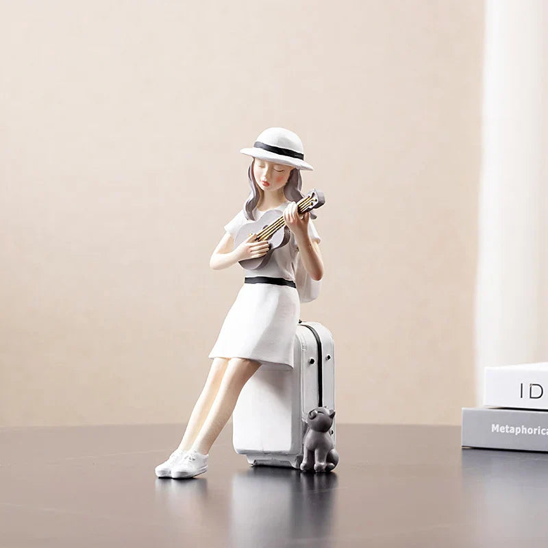 Decorbites™ Kawaii-Mädchen-Figurine-Skulptur für Raumdekoration und Schreibtischaccessoires