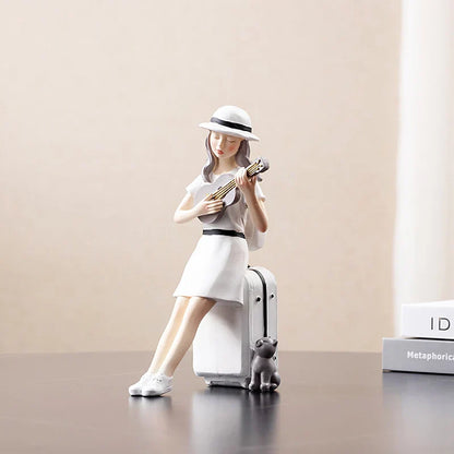 Decorbites™ Kawaii-Mädchen-Figurine-Skulptur für Raumdekoration und Schreibtischaccessoires